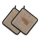 Caroline'S Treasures Beetle Faux Burlap & Brown Pair Of Pot Holders Bb1064-Bl-Bn-Pthd, 7.5Hx7.5W, Multicolor