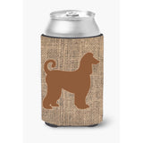 Afghan Hound Burlap And Brown Can Or Bottle Beverage Insulator Hugger