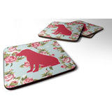 Caroline'S Treasures Bb1070-Rs-Bu-Fc Boykin Spaniel Shabby Chic Blue Roses Foam Coasters (Set Of 4), 3.5 H X 3.5 W, Mu