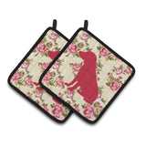 Caroline'S Treasures Boykin Spaniel Shabby Chic Yellow Roses Pair Of Pot Holders Bb1070-Rs-Yw-Pthd, 7.5Hx7.5W, Multicolor