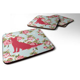 Caroline'S Treasures Bb1071-Rs-Bu-Fc Cat Shabby Chic Blue Roses Foam Coasters (Set Of 4), 3.5 H X 3.5 W, Multicolor