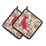 Caroline'S Treasures Cat Shabby Chic Yellow Roses Pair Of Pot Holders Bb1071-Rs-Yw-Pthd, 7.5Hx7.5W, Multicolor