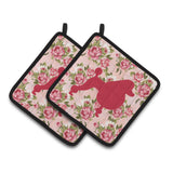 Caroline'S Treasures Poodle Shabby Chic Pink Roses Pair Of Pot Holders Bb1072-Rs-Pk-Pthd, 7.5Hx7.5W, Multicolor