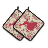 Caroline'S Treasures Poodle Shabby Chic Yellow Roses Pair Of Pot Holders Bb1072-Rs-Yw-Pthd, 7.5Hx7.5W, Multicolor