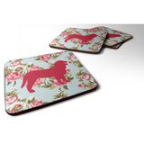 Caroline'S Treasures Bb1074-Rs-Bu-Fc Curly Coated Retriever Shabby Chic Blue Roses Foam Coasters (Set Of 4), 3.5 H X 3.5