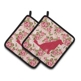 Caroline'S Treasures Labrador Shabby Chic Pink Roses Pair Of Pot Holders Bb1076-Rs-Pk-Pthd, 7.5Hx7.5W, Multicolor