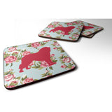 Caroline'S Treasures Bb1077-Rs-Bu-Fc Tibetial Mastiff Shabby Chic Blue Roses Foam Coasters (Set Of 4), 3.5 H X 3.5 W,