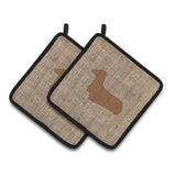 Caroline'S Treasures Dachshund Faux Burlap & Brown Pair Of Pot Holders Bb1078-Bl-Bn-Pthd, 7.5Hx7.5W, Multicolor