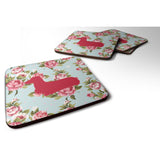 Caroline'S Treasures Bb1078-Rs-Bu-Fc Dachshund Shabby Chic Blue Roses Foam Coasters (Set Of 4), 3.5 H X 3.5 W, Multico