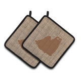 Caroline'S Treasures Maltese Faux Burlap & Brown Pair Of Pot Holders Bb1079-Bl-Bn-Pthd, 7.5Hx7.5W, Multicolor