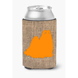 Maltese Burlap And Orange Can Or Bottle Beverage Insulator Hugger