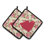 Caroline'S Treasures Maltese Shabby Chic Yellow Roses Pair Of Pot Holders Bb1079-Rs-Yw-Pthd, 7.5Hx7.5W, Multicolor