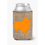 Sheltie Burlap And Orange Can Or Bottle Beverage Insulator Hugger