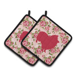Caroline'S Treasures Sheltie Shabby Chic Pink Roses Pair Of Pot Holders Bb1080-Rs-Pk-Pthd, 7.5Hx7.5W, Multicolor