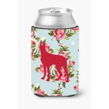 Great Dane Shabby Chic Blue Roses Can Or Bottle Beverage Insulator Hugger Bb1081