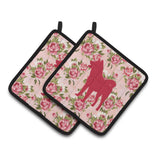 Caroline'S Treasures Akita Shabby Chic Pink Roses Pair Of Pot Holders Bb1082-Rs-Pk-Pthd, 7.5Hx7.5W, Multicolor