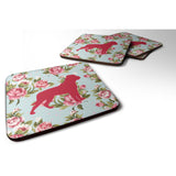 Caroline'S Treasures Bb1083-Rs-Bu-Fc Rottweiler Shabby Chic Blue Roses Foam Coasters (Set Of 4), 3.5 H X 3.5 W, Multic