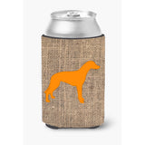 Greyhound Burlap And Orange Can Or Bottle Beverage Insulator Hugger Bb1086