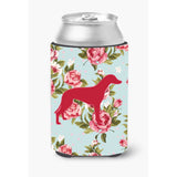 Greyhound Shabby Chic Blue Roses Can Or Bottle Beverage Insulator Hugger Bb1086