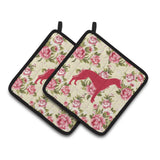 Caroline'S Treasures Greyhound Shabby Chic Yellow Roses Pair Of Pot Holders Bb1086-Rs-Yw-Pthd, 7.5Hx7.5W, Multicolor