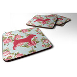 Caroline'S Treasures Bb1087-Rs-Bu-Fc Beagle Shabby Chic Blue Roses Foam Coasters (Set Of 4), 3.5 H X 3.5 W, Multicolor