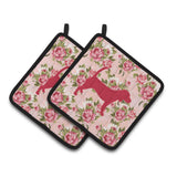 Caroline'S Treasures Beagle Shabby Chic Pink Roses Pair Of Pot Holders Bb1087-Rs-Pk-Pthd, 7.5Hx7.5W, Multicolor