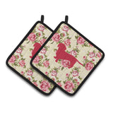 Caroline'S Treasures Dachshund Shabby Chic Yellow Roses Pair Of Pot Holders Bb1088-Rs-Yw-Pthd, 7.5Hx7.5W, Multicolor
