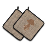 Caroline'S Treasures Jellyfish Faux Burlap & Brown Pair Of Pot Holders Bb1089-Bl-Bn-Pthd, 7.5Hx7.5W, Multicolor