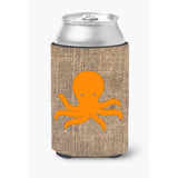 Octopus Burlap And Orange Can Or Bottle Beverage Insulator Hugger