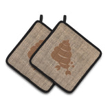 Caroline'S Treasures Hermit Crab Faux Burlap & Brown Pair Of Pot Holders Bb1092-Bl-Bn-Pthd, 7.5Hx7.5W, Multicolor