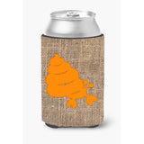 Hermit Crab Burlap And Orange Can Or Bottle Beverage Insulator Hugger