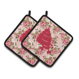 Caroline'S Treasures Hermit Crab Shabby Chic Pink Roses Pair Of Pot Holders Bb1092-Rs-Pk-Pthd, 7.5Hx7.5W, Multicolor