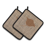 Caroline'S Treasures Stingray Faux Burlap & Brown Pair Of Pot Holders Bb1094-Bl-Bn-Pthd, 7.5Hx7.5W, Multicolor