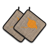 Caroline'S Treasures Stingray Faux Burlap & Orange Pair Of Pot Holders Bb1094-Bl-Or-Pthd, 7.5Hx7.5W, Multicolor