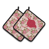 Caroline'S Treasures Stingray Shabby Chic Pink Roses Pair Of Pot Holders Bb1094-Rs-Pk-Pthd, 7.5Hx7.5W, Multicolor