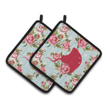 Caroline'S Treasures Stingray Shabby Chic Blue Roses Pair Of Pot Holders Bb1095-Rs-Bu-Pthd, 7.5Hx7.5W, Multicolor
