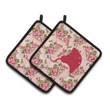 Caroline'S Treasures Stingray Shabby Chic Pink Roses Pair Of Pot Holders Bb1095-Rs-Pk-Pthd, 7.5Hx7.5W, Multicolor