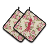 Caroline'S Treasures Squid Shabby Chic Yellow Roses Pair Of Pot Holders Bb1096-Rs-Yw-Pthd, 7.5Hx7.5W, Multicolor