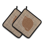 Caroline'S Treasures Shell Faux Burlap & Brown Pair Of Pot Holders Bb1099-Bl-Bn-Pthd, 7.5Hx7.5W, Multicolor