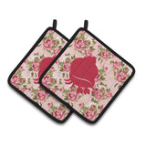 Caroline'S Treasures Hermit Crab Shabby Chic Pink Roses Pair Of Pot Holders Bb1102-Rs-Pk-Pthd, 7.5Hx7.5W, Multicolor