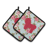 Caroline'S Treasures Bichon Frise Shabby Chic Blue Roses Pair Of Pot Holders Bb1107-Rs-Bu-Pthd, 7.5Hx7.5W, Multicolor