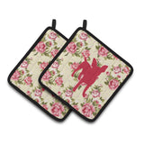 Caroline'S Treasures Chihuahua Shabby Chic Yellow Roses Pair Of Pot Holders Bb1108-Rs-Yw-Pthd, 7.5Hx7.5W, Multicolor