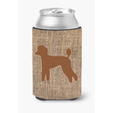 Poodle Burlap And Brown Can Or Bottle Beverage Insulator Hugger
