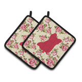Caroline'S Treasures Chihuahua Shabby Chic Yellow Roses Pair Of Pot Holders Bb1115-Rs-Yw-Pthd, 7.5Hx7.5W, Multicolor