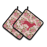Caroline'S Treasures Labrador Shabby Chic Pink Roses Pair Of Pot Holders Bb1116-Rs-Pk-Pthd, 7.5Hx7.5W, Multicolor