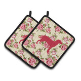Caroline'S Treasures Labrador Shabby Chic Yellow Roses Pair Of Pot Holders Bb1116-Rs-Yw-Pthd, 7.5Hx7.5W, Multicolor