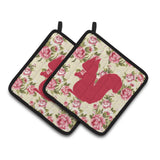 Caroline'S Treasures Squirrel Shabby Chic Yellow Roses Pair Of Pot Holders Bb1119-Rs-Yw-Pthd, 7.5Hx7.5W, Multicolor
