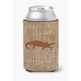 Alligator Burlap And Brown Can Or Bottle Beverage Insulator Hugger