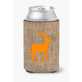 Deer Burlap And Orange Can Or Bottle Beverage Insulator Hugger