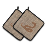 Caroline'S Treasures Snake Faux Burlap & Brown Pair Of Pot Holders Bb1124-Bl-Bn-Pthd, 7.5Hx7.5W, Multicolor